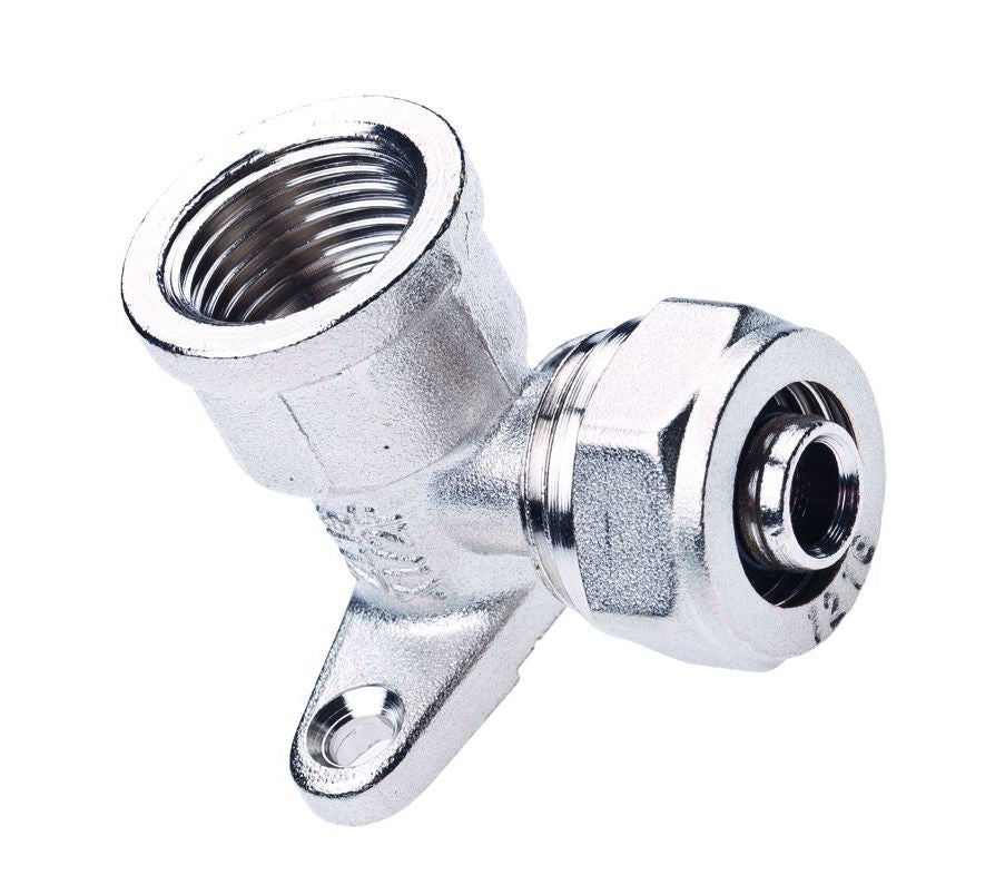 20mm x 1/2F Compression Wall Plate Elbow with 1/2" Female Thread
