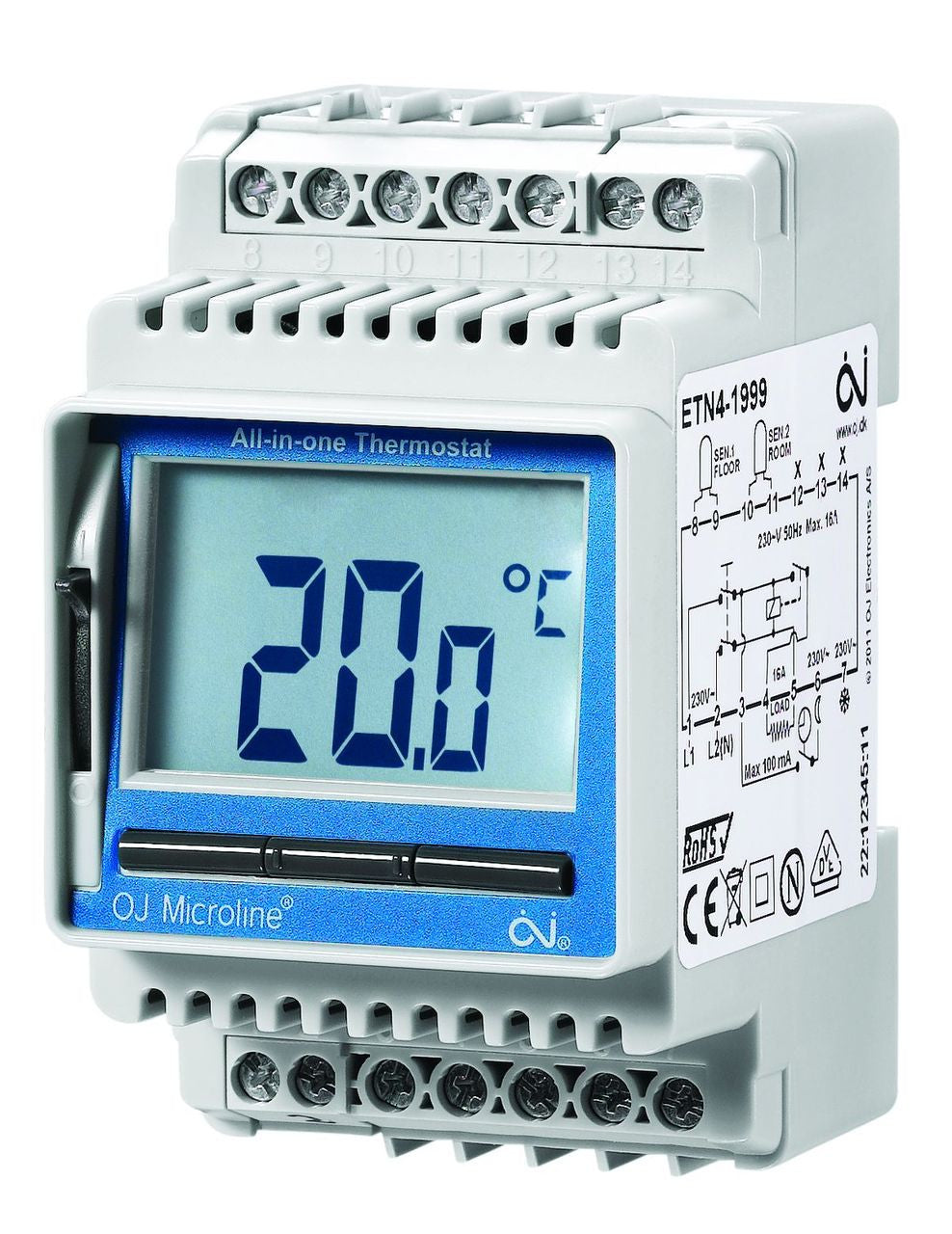 Din Rail Mounted Temperature Controller - NO SENSOR