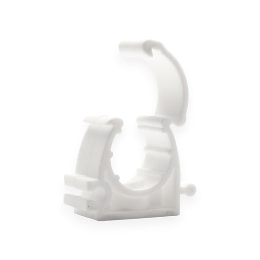 White Hinged Pipe clip for 25mm Pipe (Pack of 50)