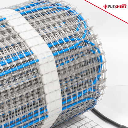 Roll of Flexheat heating cable on a white background