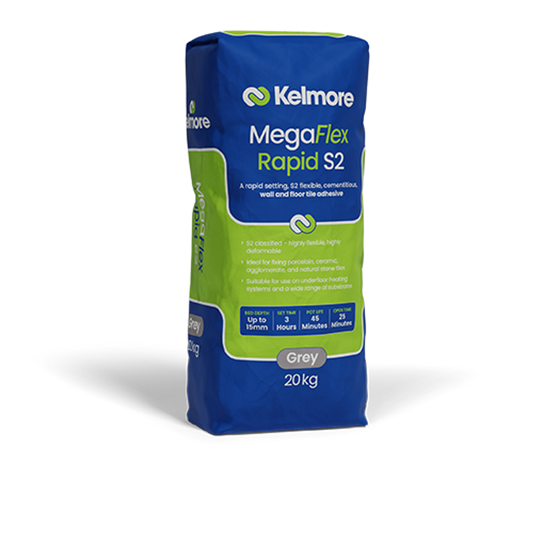 Kelmore MegaFlex Rapid S2 Tile Adhesive - 20kg - Grey