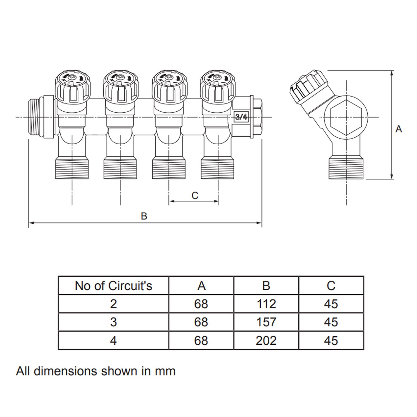 Adept Potable Water Manifolds with Euroconus Connections - 2/3/4 Ports
