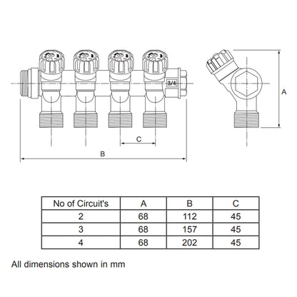 Adept Potable Water Manifolds with Euroconus Connections - 2/3/4 Ports