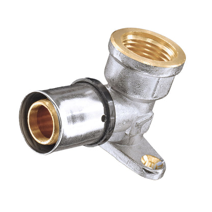 16mm x1/2"MLCP Brass Press Wall Plate Elbow with 1/2" Female Adaptor