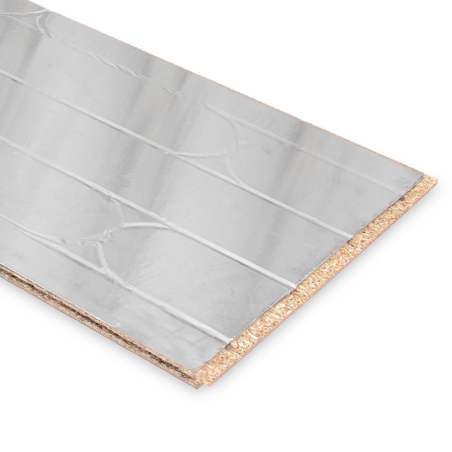 Grooved chipboard for water underfloor heating pipe