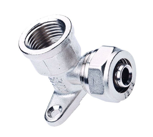 20mm x 1/2F Compression Wall Plate Elbow with 1/2" Female Thread