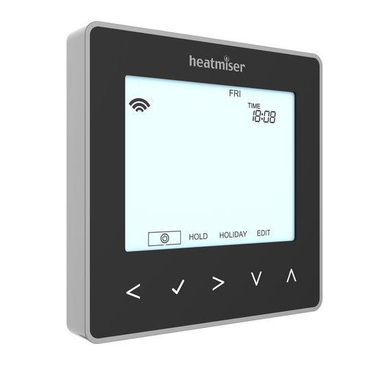 Black Programmable Digital Thermostat with Hot Water- 230V