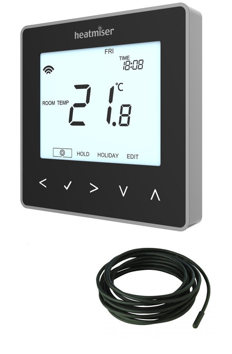 Black Programmable Digital Thermostat - 230V - Electric UFH