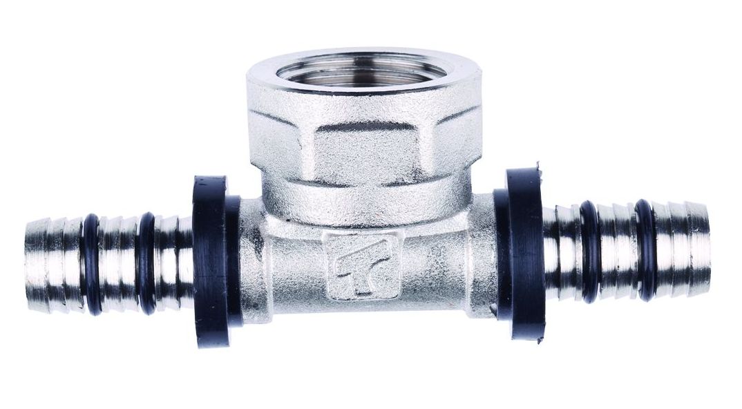 25x25x3/4" MLCP Brass Press Tee with 3/4" Female Adaptor