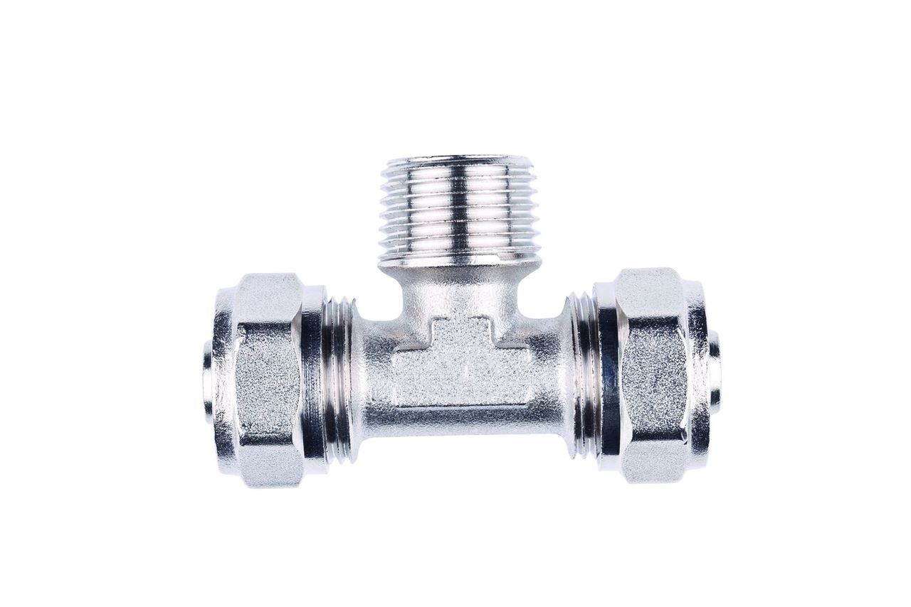 16mm x 1/2"M x 16mm MLCP Compression Tee with 1/2" Male Thread